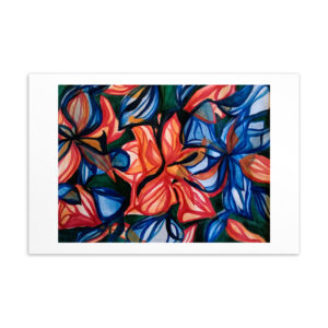 Art Card - Blue and Orange flowers