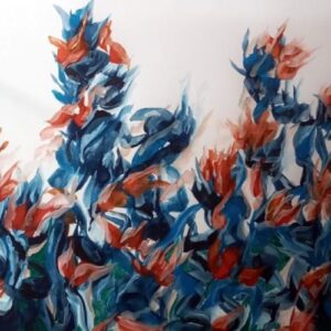 Art Card - Blue and Red Floral